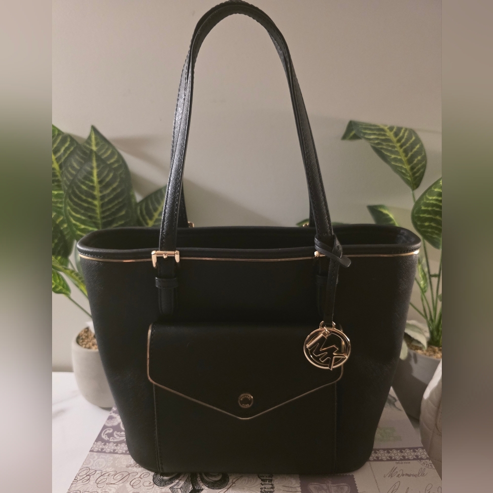 Michael Kors Black Tote with Gold Accents